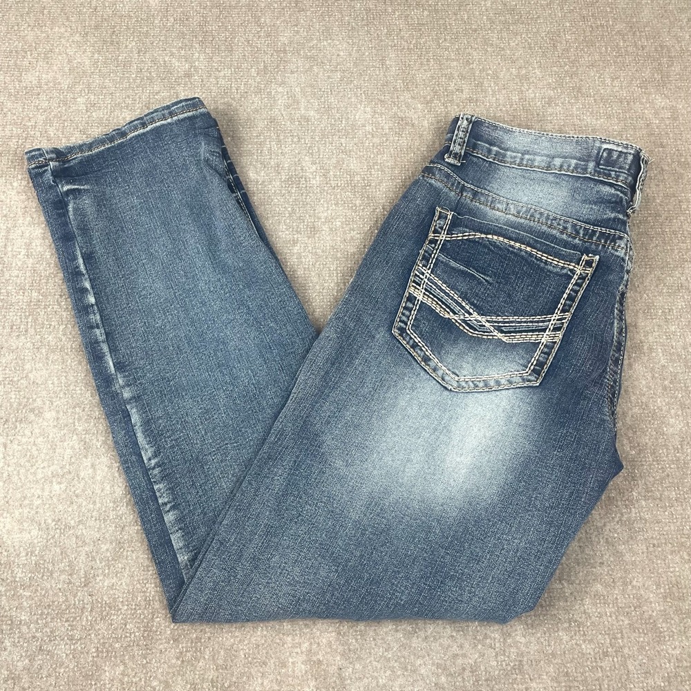 True Luck Ramsey Straight Jeans Mens 32x32 Blue Denim Cotton Stretch Mid Rise